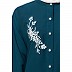 Front open abaya with side embroidery work- Teal